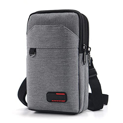 Travel Cell Phone Pouch Belt Pouch, Phone Holster Crossbody Bag with Shoulder Strap for iPhone Case Holder for Hand with Neck Lanyard Smartphone Walking Passport Wallet | with Shoulder Strap - color: Double light grey