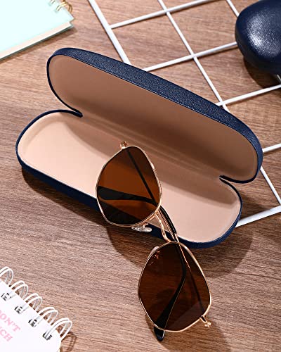 Frienda 3 Pieces Hard Shell Glasses Case Eyeglass Case Protective Sunglass Holder with Cleaning Cloth for Men Women Unisex - color: Blue