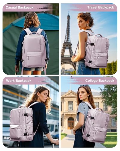 VGCUB Carry on Travel Backpack for Women Men Large Laptop Gym Work Frontier Airlines Personal Item Bag Business Airport Lightweight Backpack Flight Approved Mochilas de Viaje,Pink - color: Pink, style: Large