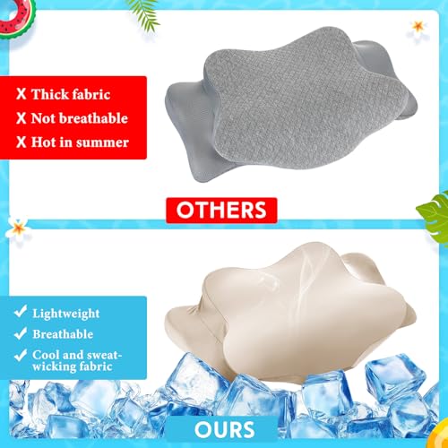 Hahafelt Cooling Cervical Neck Pillowcase Cover (Only Pillow Case) Ergonomic Pillowcase with Zipper Breathable Contour Pillow Cover for Side Back Stomach Sleepers(Champagne,Standard Size) - color: Champagne, size: Standard
