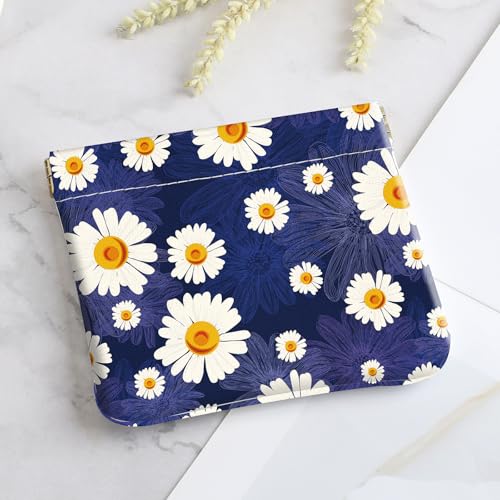 2Pcs PU Leather Small Squeeze Coin Purse Pouch Mini coin Bag Unique And Cute Wallet Cosmetic Bags Change Bag For Women Girls Men Daisy Print - color: Daisy Print