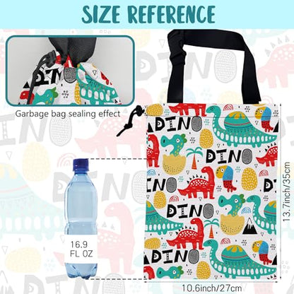 Car Trash Bag Dinosaur with Abstrct Palms and Eggs Leak-Proof Waterproof Car Garbage Bag with Drawstring Foldable Canvas Trash Bin with Adjustable Buckle for Car Accessories, Travelling, Camping - color: Dinosaur with Abstrct Palms and Eggs