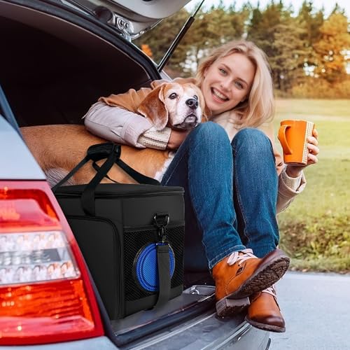 6 Set Dog Travel Bag, Large Pet Travel Kit for Supplies Includes 2 Food Containers, 1 Pet Organizer for Dogs, 2 Collapsible Bowls, 1 Treat Pouch, Dog Weekend Overnight Bag Luggage, Black - color: Black