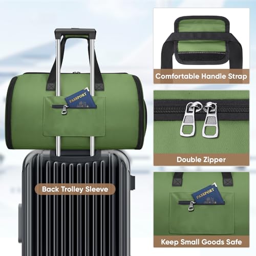 BALEINE Travel Garment Bag, Travel Suit Bag for Men, Water Resistant Carry on Garment Bag for Hanging Clothes, Garment Duffel Bag for Travel Business (Green-Convertible) - color: Green-Convertible