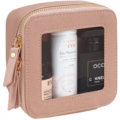 Clear Makeup Bag Small, Mini Travel Cosmetic Case Transparent TSA Approved Toiletry Bag with Zipper Portable Make Up Pouch for Purse Traveling Car Essentials Organizer for Women Men - color: Dark Pink, size: Mini
