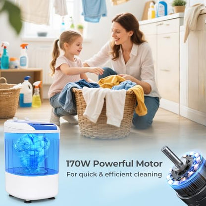 ARLIME Mini Washer and Dry Combo, 5.5 lbs Small Laundry Washer with Drain Hose & Spin Tub, Top Loading & Semi-automatic, Small Washing Machine for Drom RV Apartment (Blue) - color: Blue