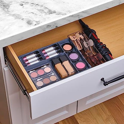 Ontel Smart Drawer Organizer - Multi-level Jewelry Holder, Cosmetics Organizer, or Office Drawer Organizer with Adjustable Dividers for Organization and Storage, Fits Drawers 9.5"W x 7.5"L x 2.75"D - style: Smart Drawer