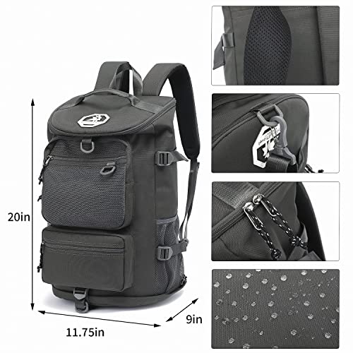 Kalesi Gym Duffle Bag Backpack 4-Way Waterproof with Shoes Compartment for travel Sport Hiking laptop (gray) - color: Gray