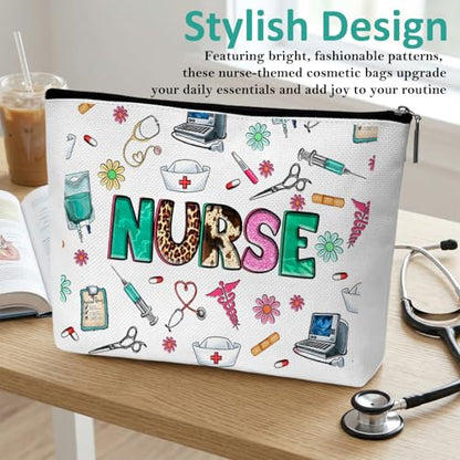 Nurse Graduation Gifts for Women, Nurse Medical Makeup Bag Appreciation Birthday Gifts for Nurses, Nursing Essentials Travel Cosmetic Pouch Bags with Zipper - B06 - style: Leopard Nurse