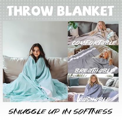 Lightweight Woven Throw Blanket Cotton Large Soft Alaska Cruise Essentials Carnival Ship Must Have Deployment Accessories Airplane Attendant Stuff Kids Travel Sheet Cute Safety Packable Flight Need - color: Teal, size: Extra Large 50'' x 70''
