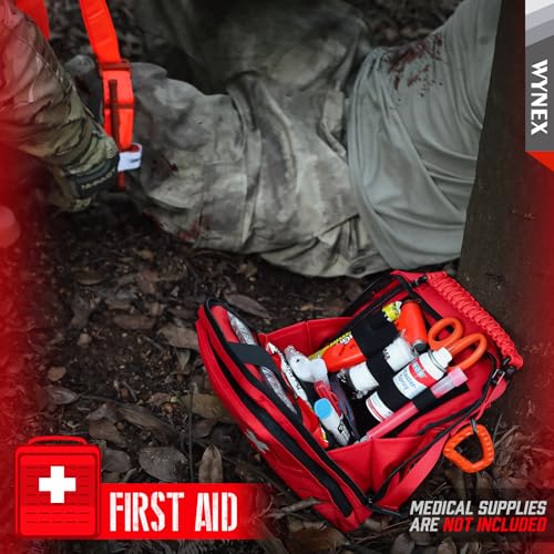 WYNEX Tactical Molle Admin Pouch, Utility EDC Pouch Organizer Modular Tool Pouch of Double Layer Design Medical EMT Attachment Bag Large Capacity with Elastic Webbing Insert Panel - color: Red