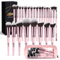 25PCS Makeup Brushes Set with Travel Case, Professional Makeup Brush Kit for Foundation, Concealer, Powder, Eyeshadow & Blush, Essential Cosmetic Tools, Portable Travel Gift Set (Pink) - color: 25 PCS-Pink