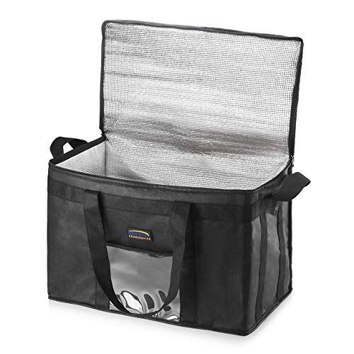 New Star Foodservice Commercial Insulated Food Delivery Bag, Extra Large, 23 x 15 x 14 Inch, Black - size: 23" W x 15" H x 14" D