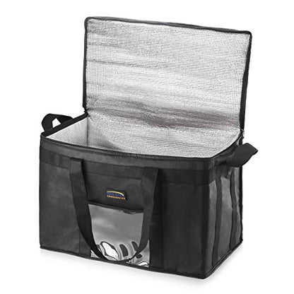 New Star Foodservice Commercial Insulated Food Delivery Bag, Extra Large, 23 x 15 x 14 Inch, Black - size: 23" W x 15" H x 14" D