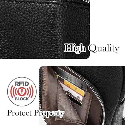 INICAT RFID Blocking Sling Bag, Anti Theft Crossbody Bag for Women Compact Travel Purses Leather - color: Black