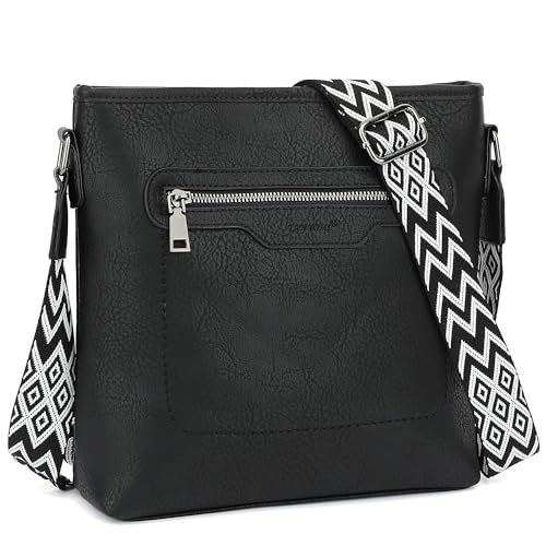 TANTOMI Crossbody Bags for Women Casual Crossbody Purses for Women Travel Shoulder Bag Handbags with Adjustable Strap - color: Black
