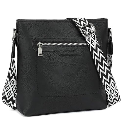 TANTOMI Crossbody Bags for Women Casual Crossbody Purses for Women Travel Shoulder Bag Handbags with Adjustable Strap - color: Black