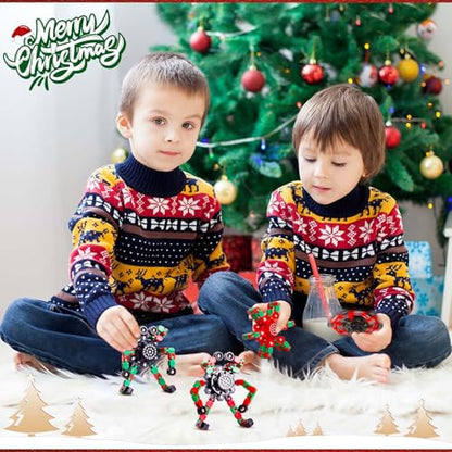 Gokeey Christmas Fidget Toys Transformable Fidget Spinners for Kids and Adults, Stress Relief Sensory Toys for Boys and Girls Fingertip Gyros for ADHD Autism for Kids Birthday Gifts - style: fidget toys 4pc-red