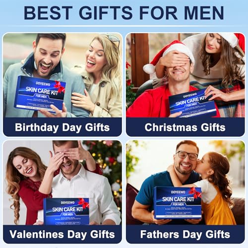 Fathers Day Gifts for Dad Husband,Skin Care for Men, Hydrate, Firm, Anti-Aging & Wrinkle Mens Self Care Facial Face Routine Kit,Birthday Valentines Gift Baskets for Young Men Him Teen Boy Boyfriend - size: Skin Care Kit