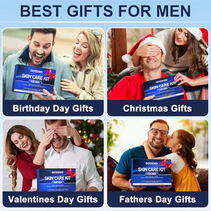Fathers Day Gifts for Dad Husband,Skin Care for Men, Hydrate, Firm, Anti-Aging & Wrinkle Mens Self Care Facial Face Routine Kit,Birthday Valentines Gift Baskets for Young Men Him Teen Boy Boyfriend - size: Skin Care Kit