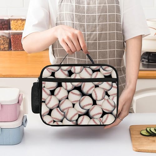 Baseball Lunch Bag Insulated Reusable Lunch Box Cooler Thermal Tote Bag For Teenage Boys Girls School Beach - color: Baseball