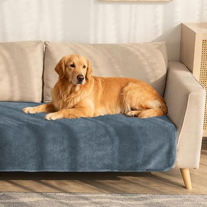 Ameritex Pet Bed Blanket Reversible 100% Waterproof Velvet Super Soft for Sofa and Bed - color: Blue+darkgrey, size: 40x60 Inches