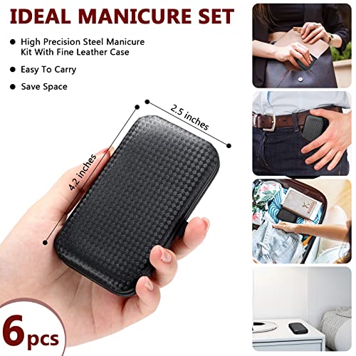 Hanaive 6 Set Manicure Set 48 Pcs Nail Clippers Pedicure Kit Gift for Fathers Day 8 in 1 Stainless Steel Grooming Kit Professional Nail Care Tools with Luxurious Travel Case for Men Women(Black, Red) - color: Black, Red