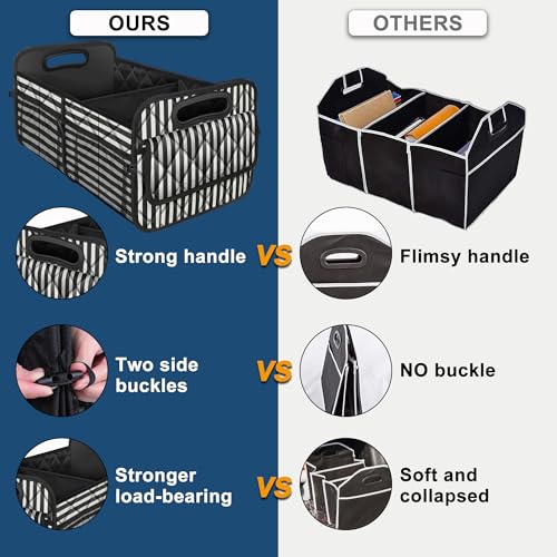 Deosk Trunk Organziers and Storage with Reinforced Handles,Car Accessories for Women/Men 50L Waterproof Polyester Trunk Organzier for Car/SUV/Minivan/Truck(Medium,Stripe) - color: Stripe, size: Medium