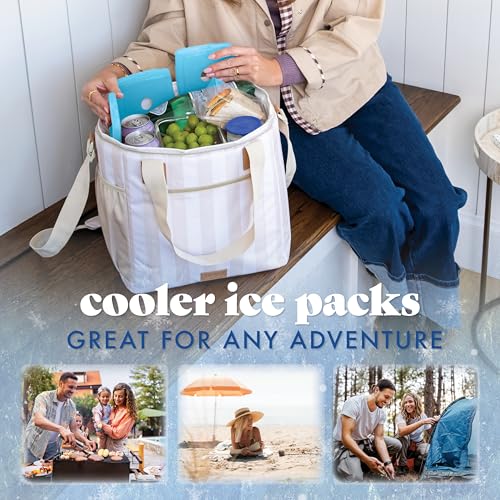 Cool Coolers By Fit & Fresh 4 Pack Slim Ice Packs, Quick Freeze Space Saving Reusable Ice Packs for Lunch Boxes or Coolers, Blue - color: Blue (4 Pack)
