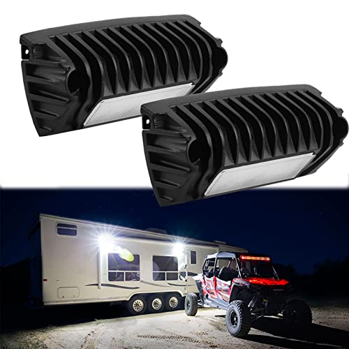 Chelhead RV Lights Exterior, 12V RV Porch Light Aluminum Low Current Led Scene Lighting Compatible with RV Outdoor Camper Trailers Truck Porches Towing 5th Wheels Utility Vehicles - color: White Light-Black Housing