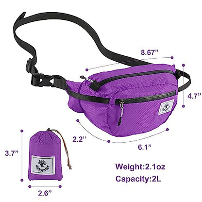 4Monster Hiking Waist Packs Portable,Water Resistant Fanny Bag with Adjustable Strap,Lightweight Crossbody Chest Bag Slim Bag - color: Purple