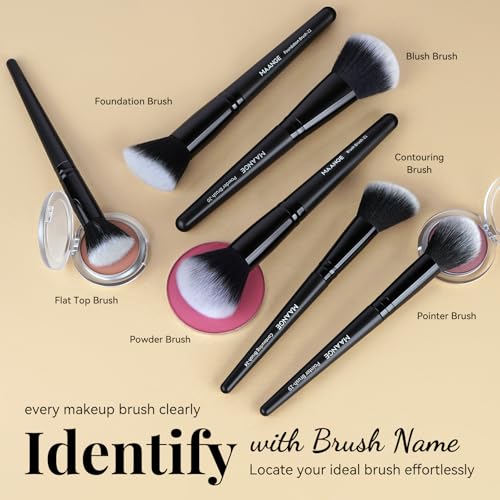 MAANGE 30 Pcs Professional Makeup Brush Set with Travel Case – Kabuki, Foundation, Powder, Blush,Blending& Eyeshadow Brushes, Labeled for Gift-Ready Box,Black Coffee - color: Black Coffee