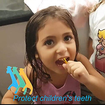 FAMILIFE Kid's Dental Floss Picks, Unflavored Tooth Pick Flossers Children with Portable Travel Cases Refills Pack, 204 Pcs - color: Giraffe 204 Pcs
