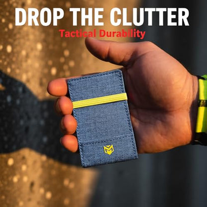 RFID Minimalist Slim Wallet for Men and Women, Holds Up to 12 Cards, Cash, Key Thin and Lightweight Credit Card Holder (Blue Microfiber – Solar Edition) - color: Blue Microfiber – Solar Edition