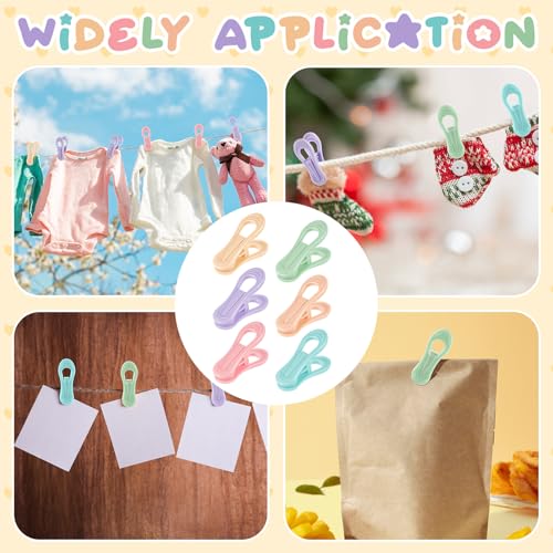 Hsei 60pcs Baby Hanger Clips Colorful Plastic Clothespins Hanger Clips for Baby Clothes Plastic Clothes Pins for Toddler Skirt Pants Home, Office, Travel, Food Package