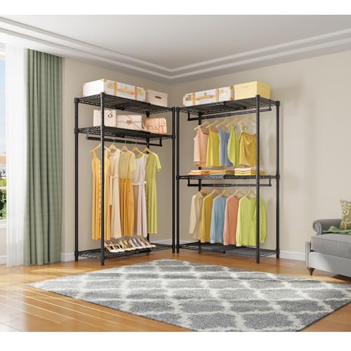 VIPEK X1 Expandable Clothes Rack Heavy Duty Adjustable from 2' to 3'5" with Adjustable Shelves and Hanger Rods, Reach-in & Walk-in Closets Metal Garment Racks Portable Closet, Black - color: Black, size: X1