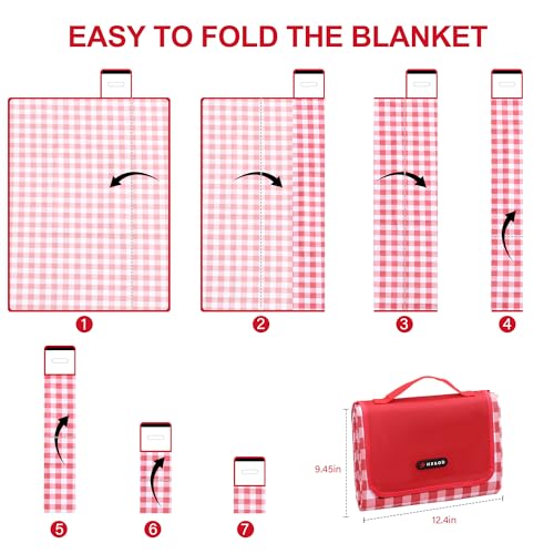 HX&OD Picnic Blanket Outdoor Extra Large Picnic Mat 80"X60" Camping Blanket Beach Blanket Foldable Waterproof Sand Mat Hiking Travel Family Concerts(Red) - color: Red, size: 80”x 60”