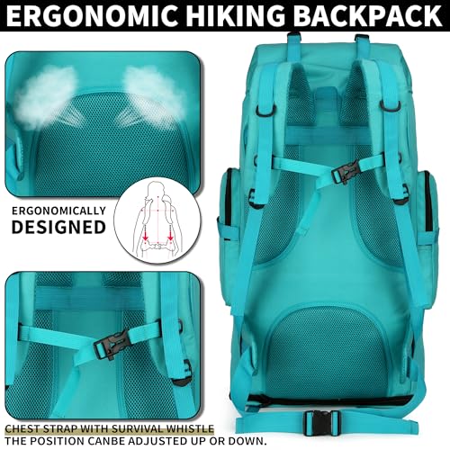 Hiking Backpack for Men 70L/100L Camping Backpack Military Rucksack Molle 3 Days Assault Pack for Climbing | Camping Backpack - color: 100l-lakeblue