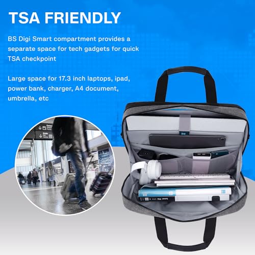 BAGSMART 17.3 Inch Laptop Bag, Expandable Computer Bag Laptop Briefcase Men Women,Laptop Shoulder Bag,Work Bag Business Travel Office, Dark Grey - color: Dark Grey-17.3 Inch