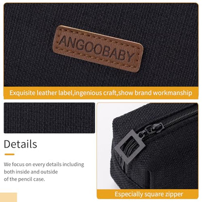 ANGOOBABY Small Pencil Case Student Pencil Pouch Coin Pouch Cosmetic Bag Office Stationery Organizer for Teen School - Black - color: black