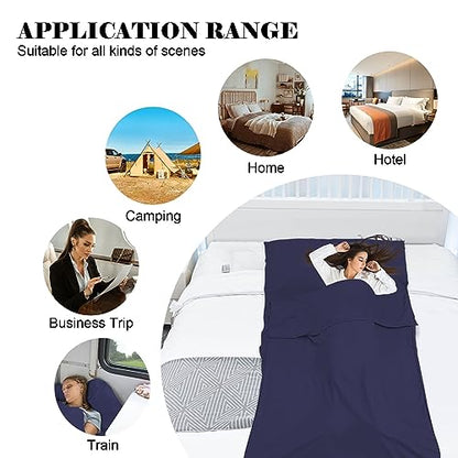 Sleeping Bag Liner,Travel Sheet & Adult Sleep Sack, Camping Sheets Travel Sleep Sack for Backpacking,Hotels & Hostels -Lightweight Single &Double Travel Sheet Camping Sheets - color: Single Navy