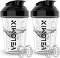 VELOMIX -2 Pack- 20 oz Protein Shaker Bottles for Protein Mixes - 2x Wire Whisk | Leak Proof Shaker Cups for Protein Shakes and Pre Workout | Protein Shaker Bottle Pack (Clear Prime) - color: A2) Clear Prime