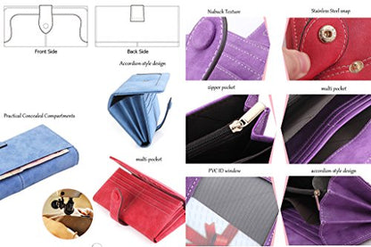 Women's Vegan Leather 17 Card Slots Card Holder Long Big Bifold Wallet - color: Pink
