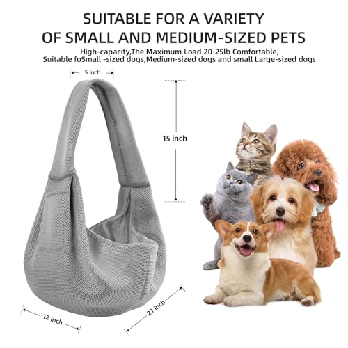 Dog Carrier Sling, Ventilated Breathable Dog Sling Carrier for Small Dogs & Cats, Hands-Free Puppy Carrier Sling for Travel, Comfortable Pet Sling Bag - color: Breathable gray