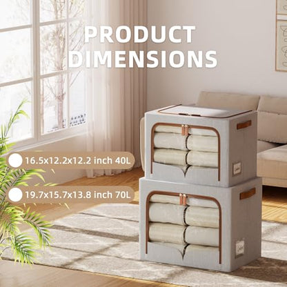 FHSQX 6 Pack Clothes Storage Bins with Metal Frame, Light Grey, 16.5x12.2x12.2 inch - color: Light Grey, size: 16.5x12.2x12.2 inch
