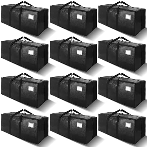 VELVETSURE 12 Pack Heavy Duty Extra Large Moving Bags W/Backpack Straps - Strong Handles & Zippers, Storage Totes For Space Saving, Fold Flat, Alternative to Moving Box and Storage Bin, Black - color: Black, size: 24 Gal - 12 Pack