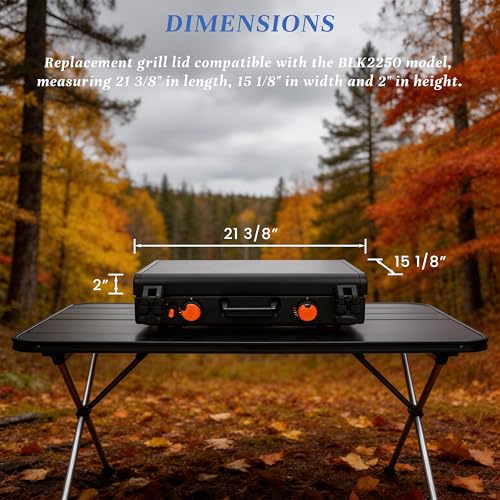 Replacement Grill Lid for Blackstone Adventure Ready 12 x 14 Side Burner and 20 x 14 2 Burner Camping Griddle, Heavy Duty Hood Cover with Reinforced Hinges, Griddle Lid for Blackstone Camping Griddle - size: Griddle lid