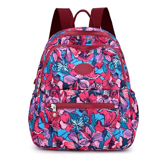 Pealwel Mini Backpack Purse for Women,Small Nylon backpacks for Ladies Backpacks Women Anti Theft Travel Bag (Red) - color: Red