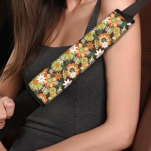 Cute Daisy Safety Belt Cover Shoulder Safety Strap Covers Pads 2 Piece Comfortable Driving Easy to Install Protect You Neck And Shoulder From The Seat Belt Rubbing - color: Cute Daisy