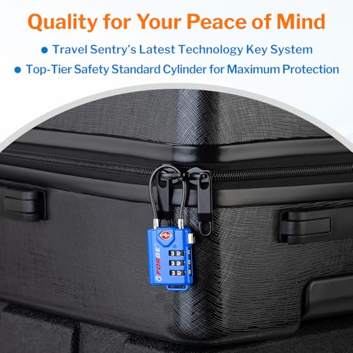 TSA Approved Cable Luggage Locks, Re-settable Combination with Alloy Body - color: 4 Colors Cable 4 Pack